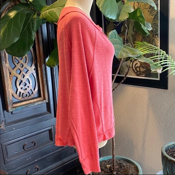 Free People Don’t Forget About Me Salmon Pink Pull over textured top - Picture 7 of 14